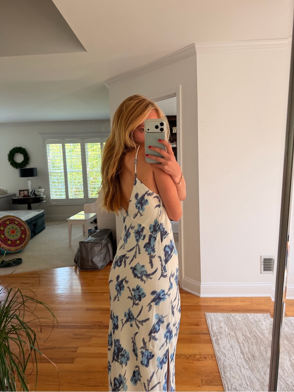 rag & bone Cream Dress with Blue Floral Print